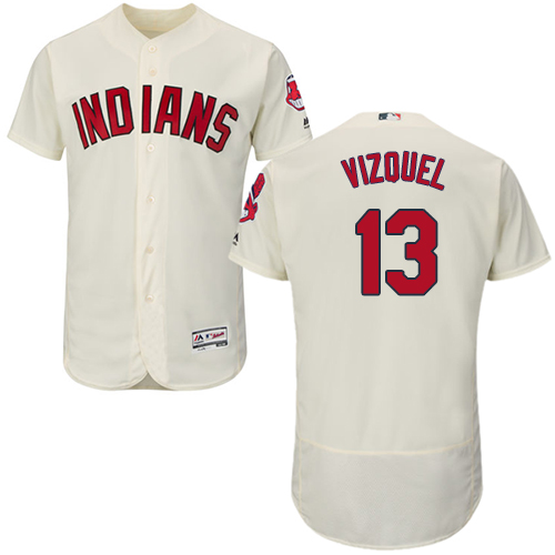Indians #13 Omar Vizquel Cream Flexbase Authentic Collection Stitched MLB Jersey